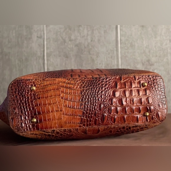 Brahmin Pecan Melbourne Asher Croc-Embossed Leather Shoulder Tote - Picture 8 of 12